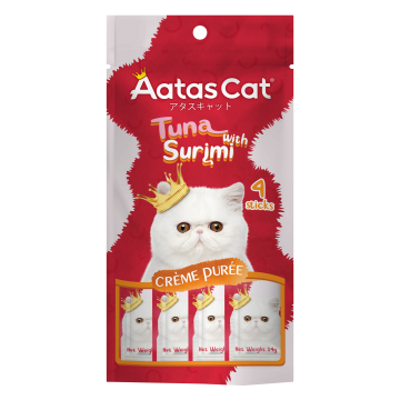 Aatas Cat Creme Puree Tuna with Surimi 14g x 4's (3 Packs)